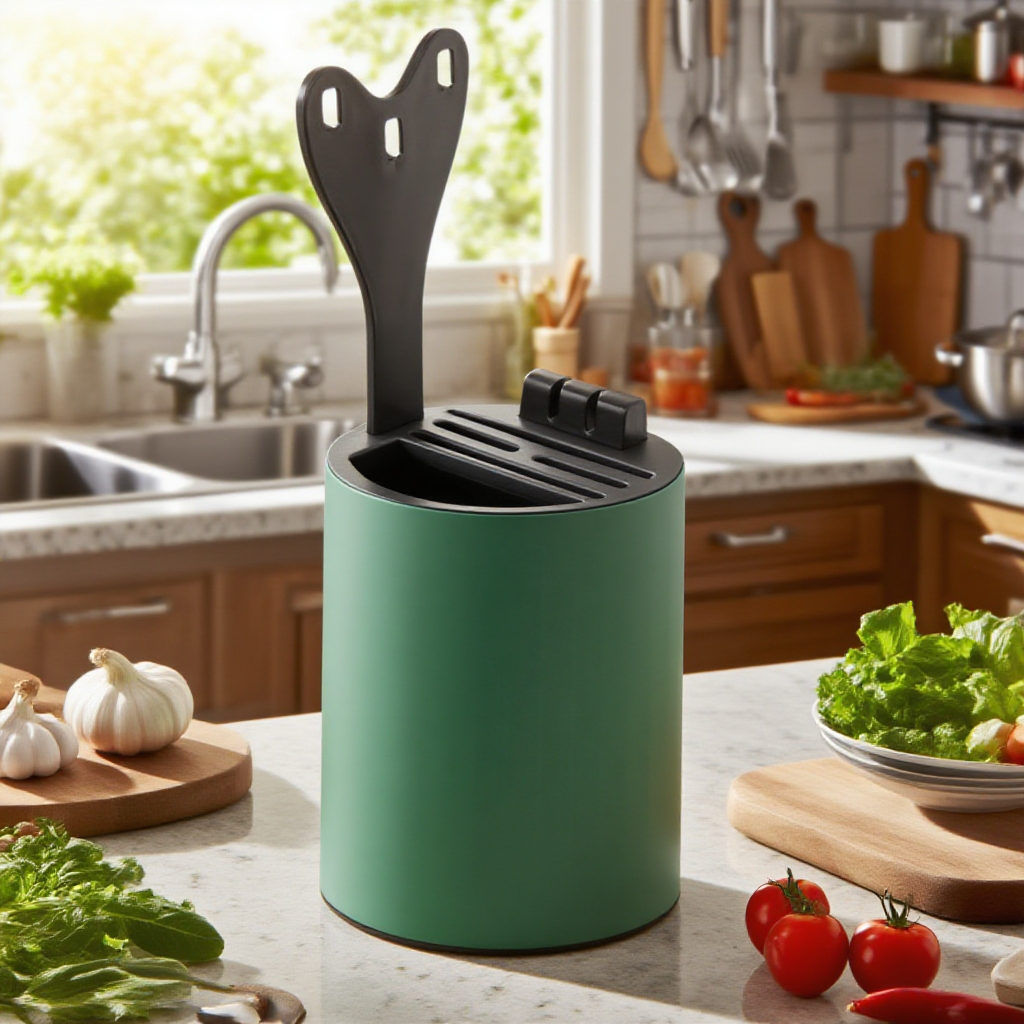 حامل سكاكين مع مقصورات تخزين متعددة