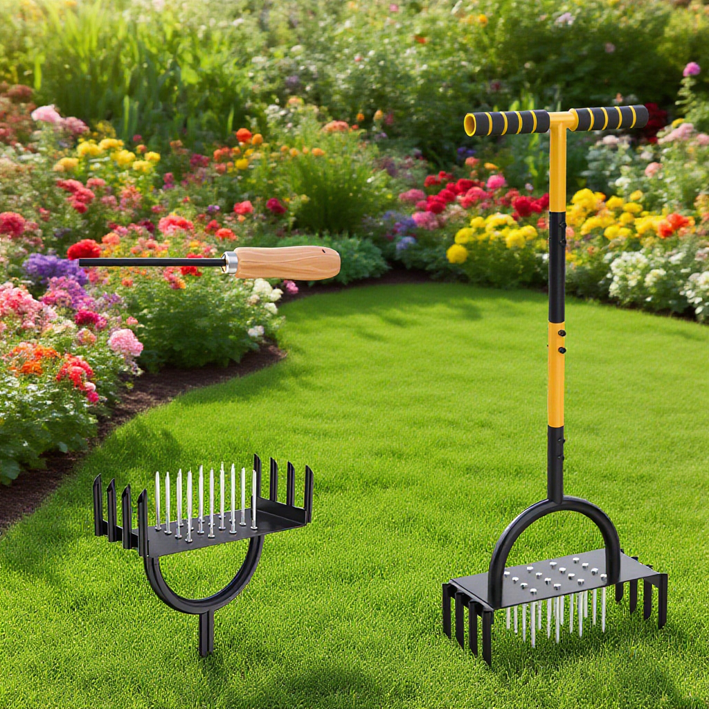  Čepelový provzdušňovač trávníku z uhlíkové oceli s madlem 