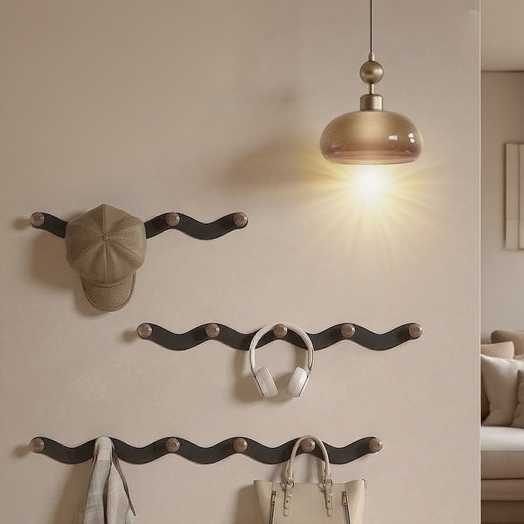 胡桃木門後免打孔掛衣架