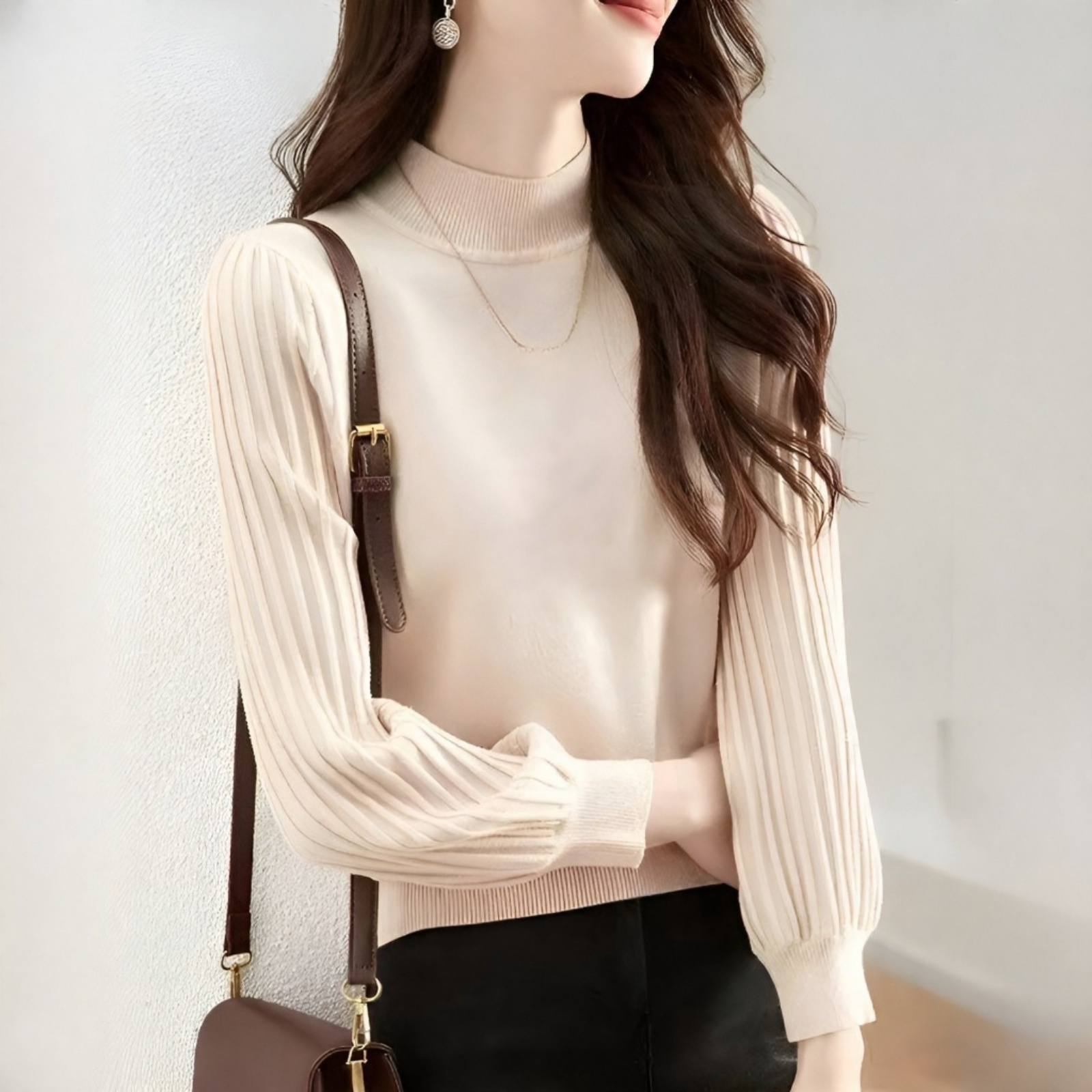  秋冬新作ヨーロピアン無地ハイネックセーター 女性用 高見えインナー