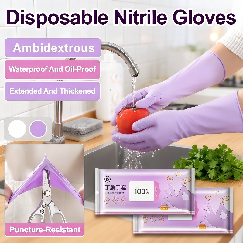 Extended and durable disposable nitrile gloves