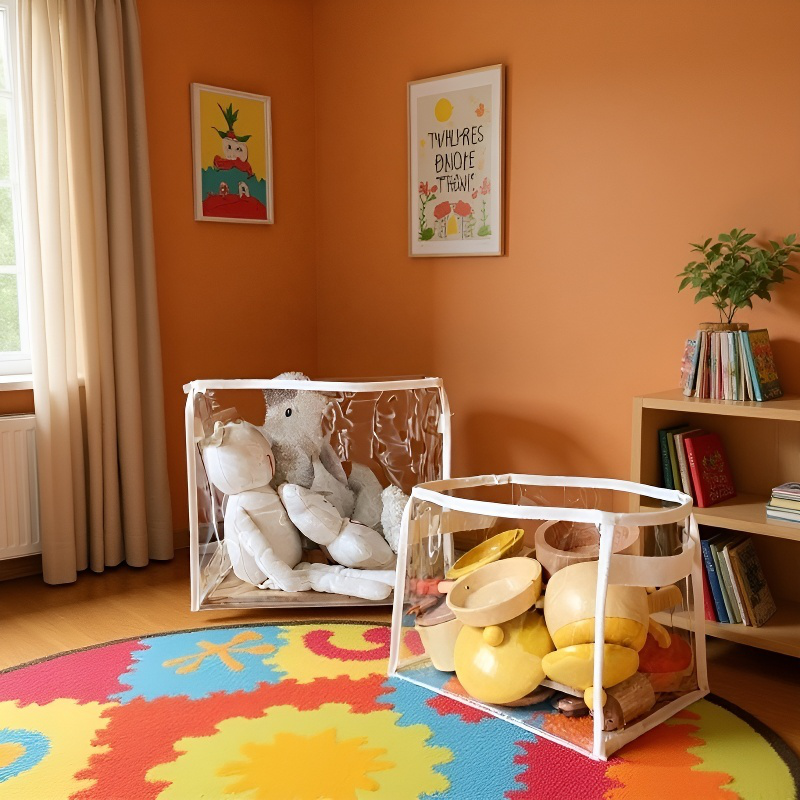 대용량 투명 수납 바구니 장난감 간식 잡동사니 수납 바구니 휴대용 대용량 수납 바구니