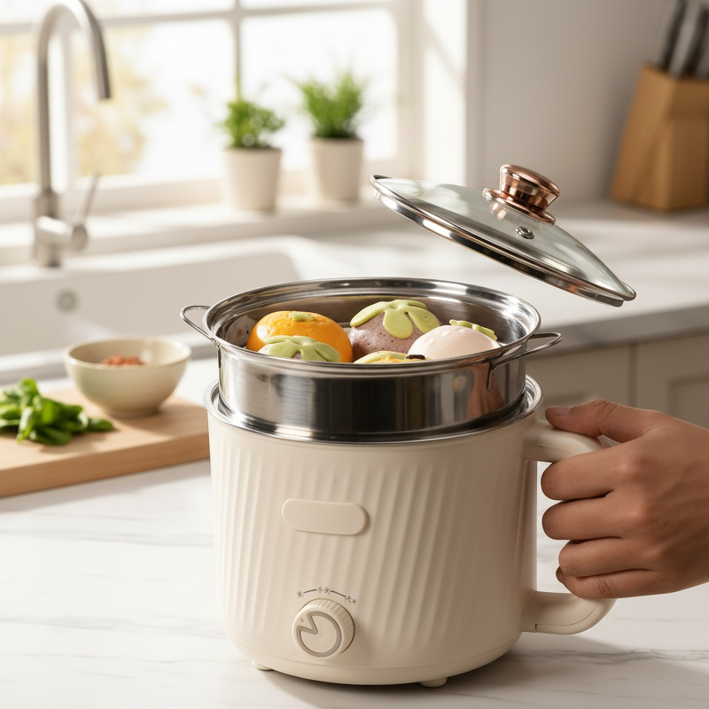 Mini hot pot électrique en acier inoxydable pour dortoir