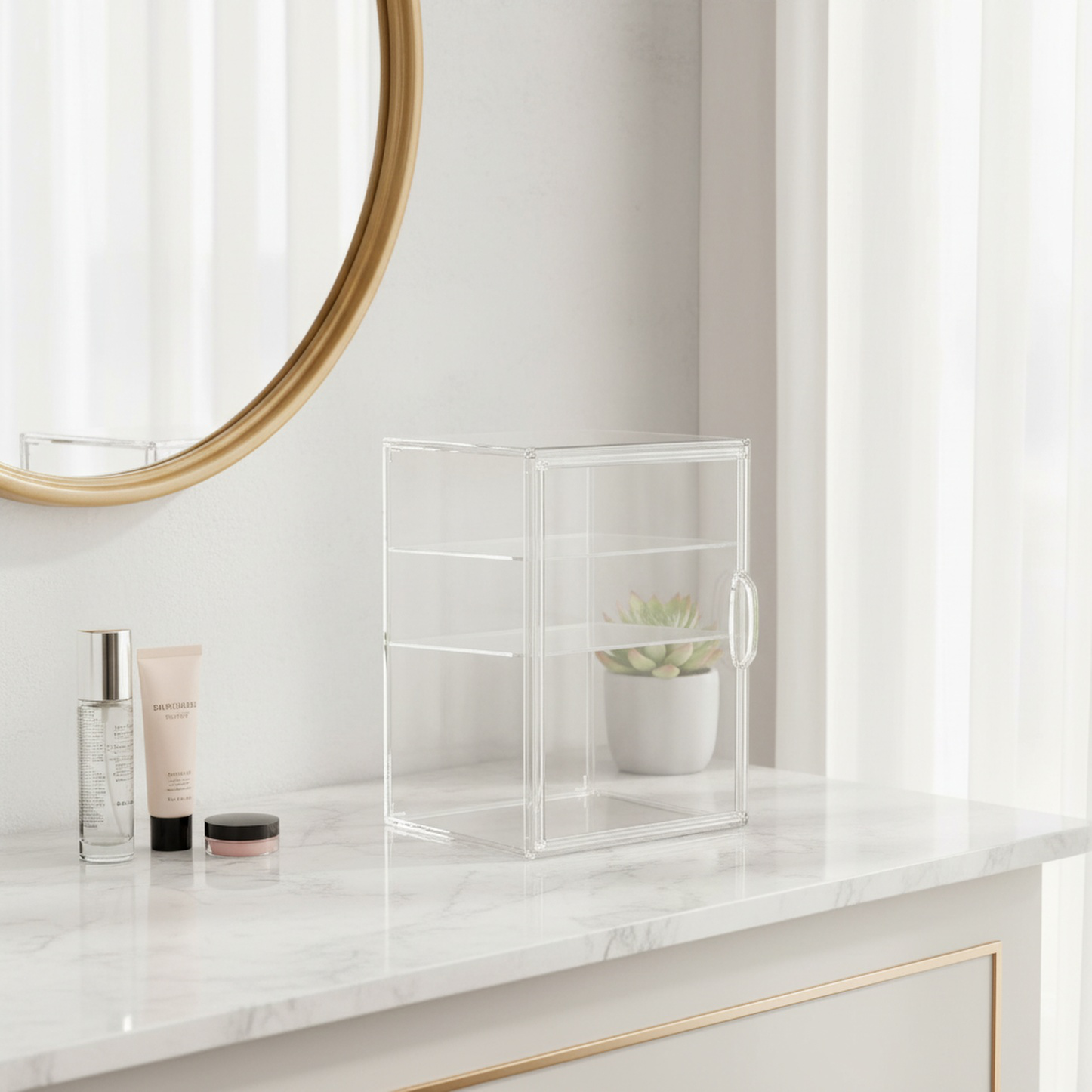 Boîte d'exposition en acrylique pour figurines, boîte transparente avec plaque centrale 2 pièces