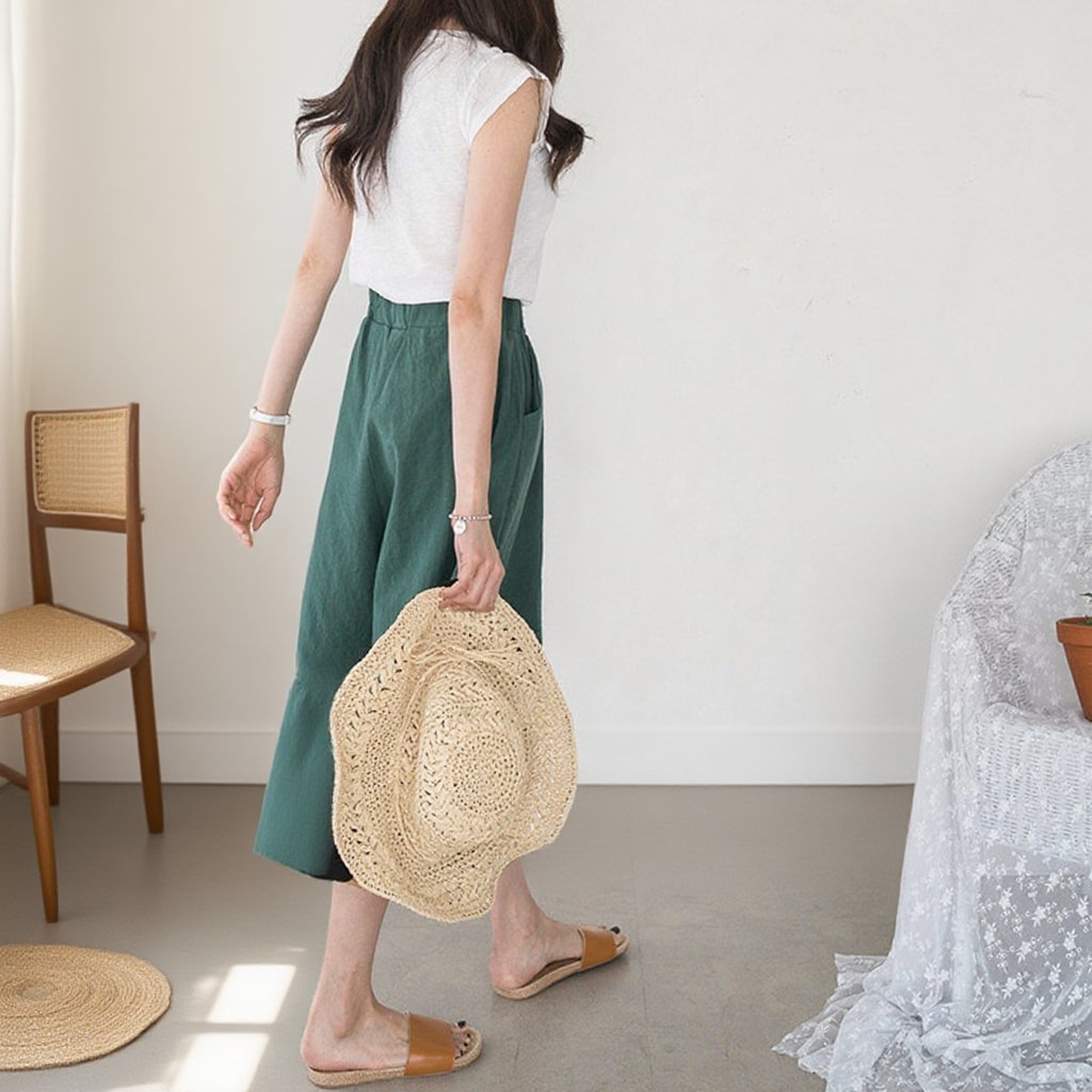 【綿麻ガウチョパンツ】綿麻ガウチョパンツ　夏を涼しく、快適に過ごす