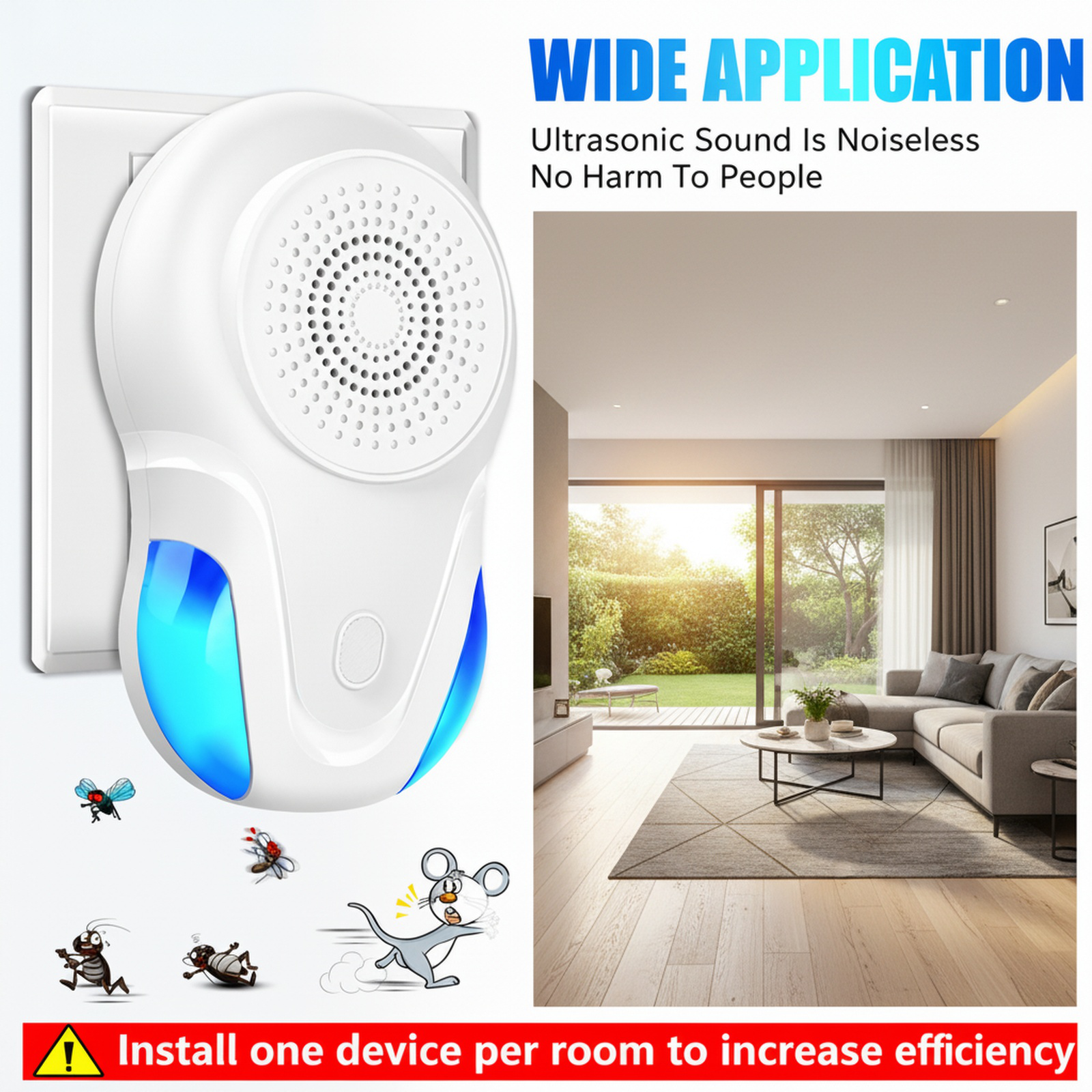 Multifunctional Ultrasonic Mouse, Pest, and Mite Repeller