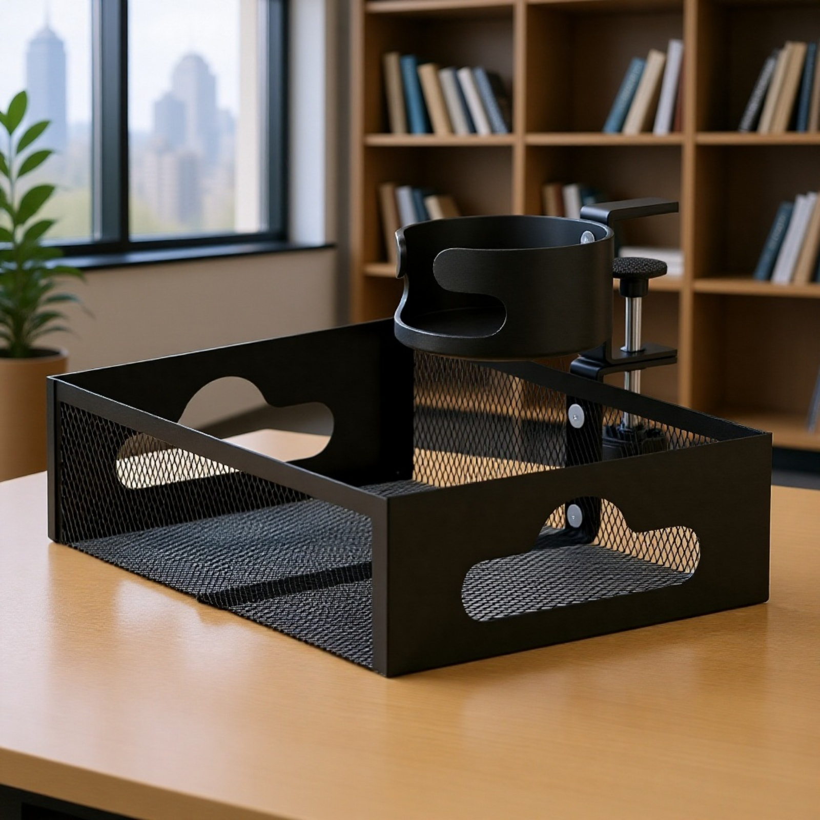 Organizador de cables bajo escritorio sin necesidad de taladro