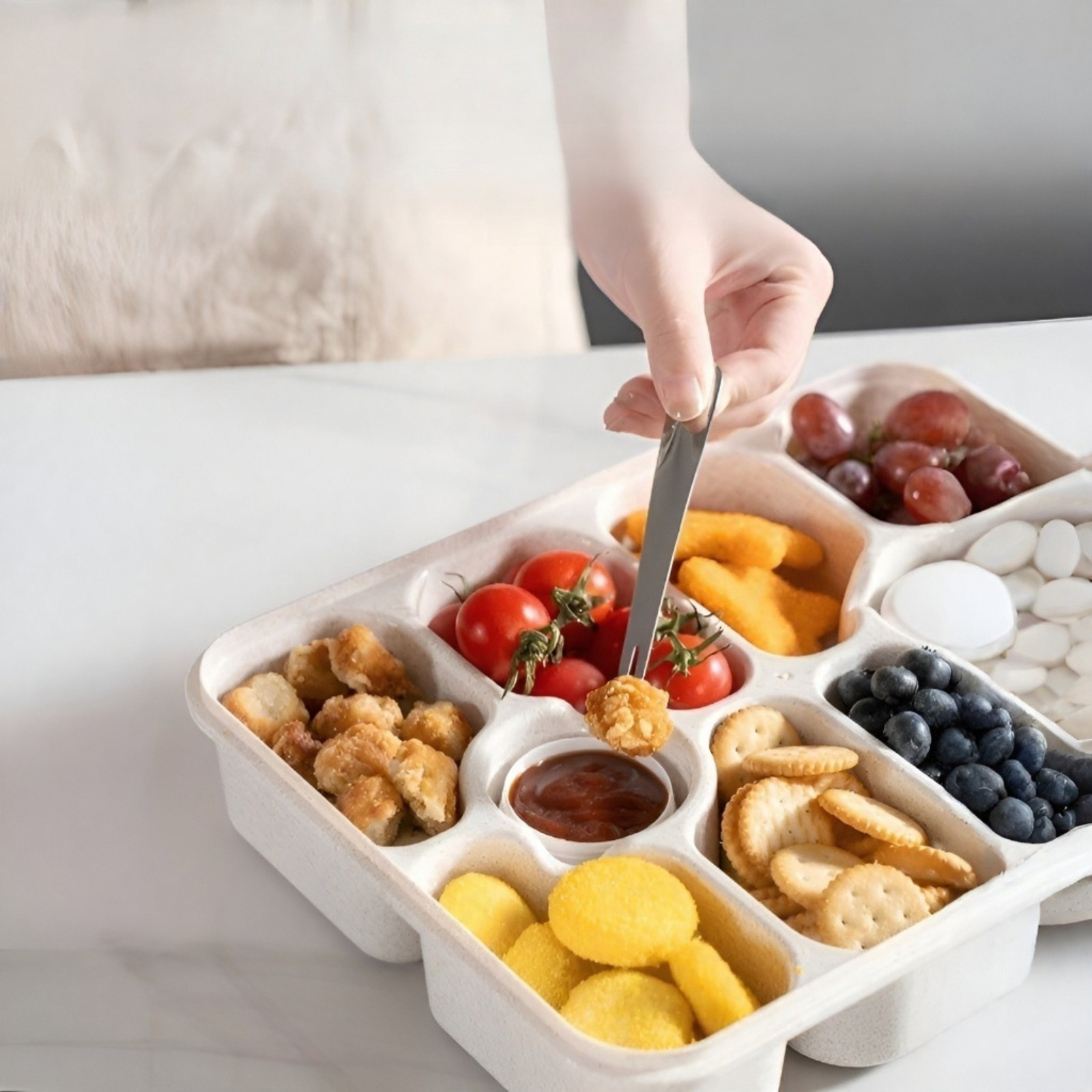 ポータブルマルチコンパートメントランチボックスオリジナルスナックボックスコンテナ分割防臭フルーツスナック収納ボックス