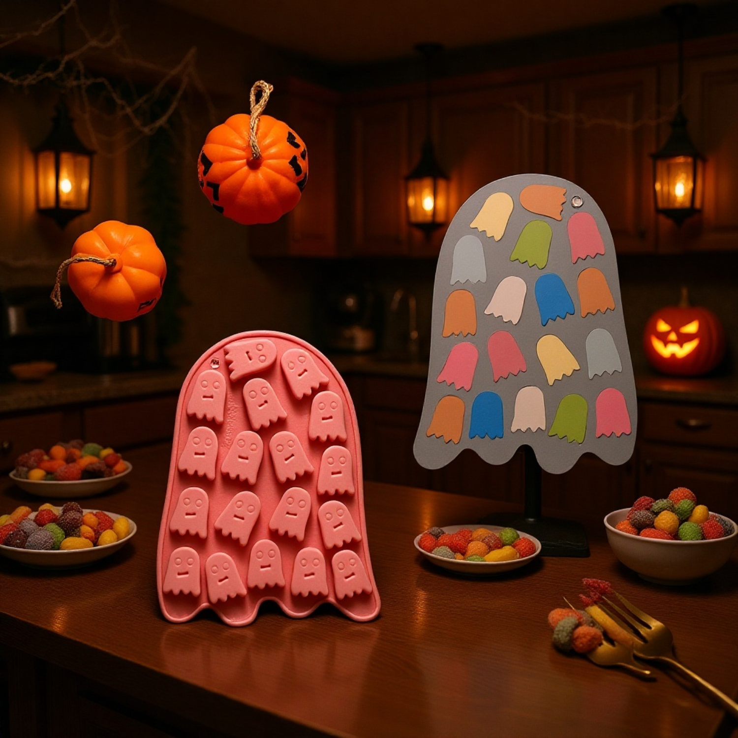 幽霊デザインの焼き菓子を並べた写真