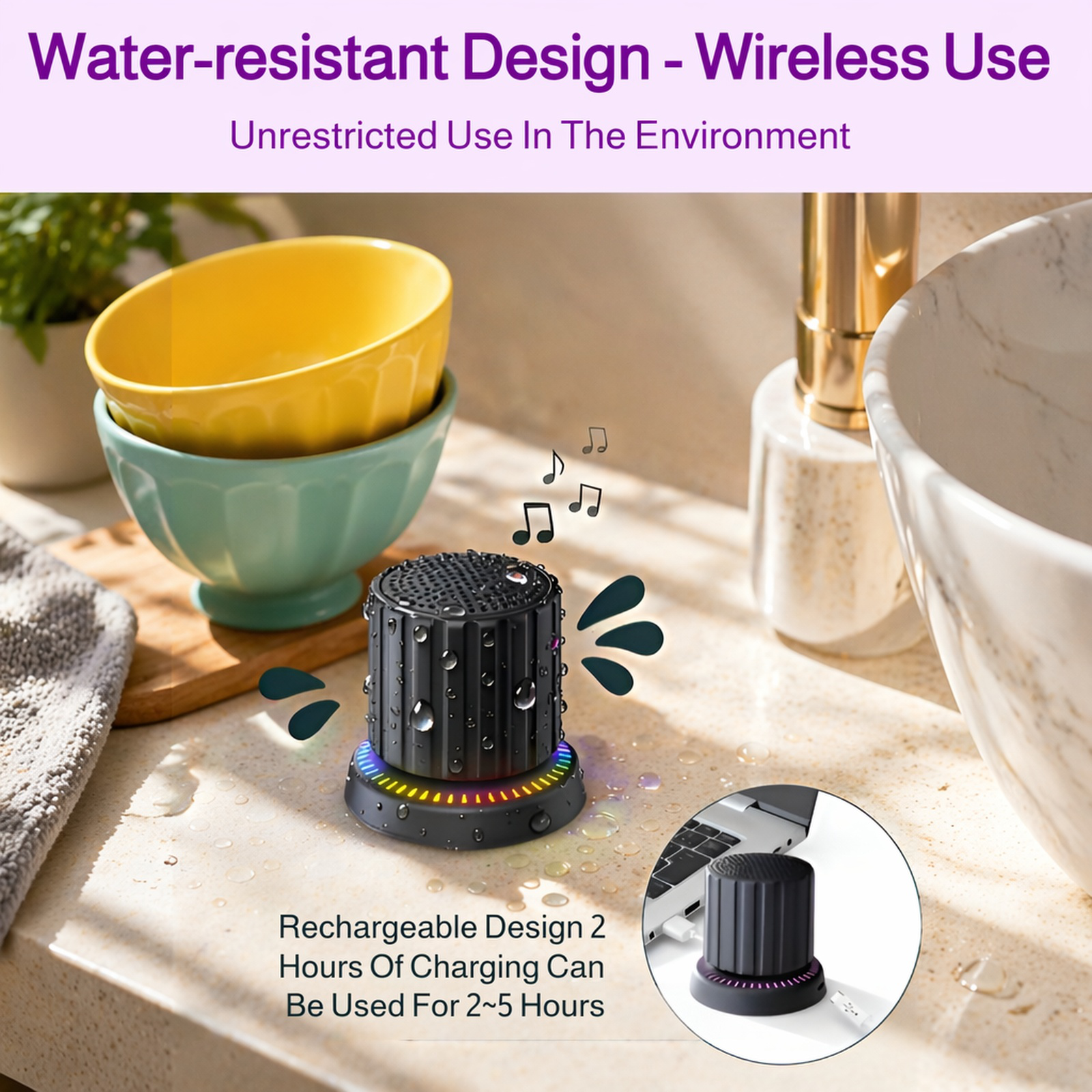Magnetic Knob Bluetooth Speaker with charging cable