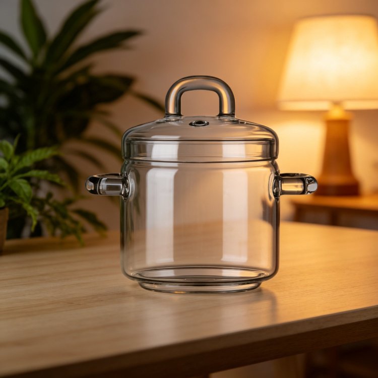 Heat Resistant Glass Soup Pot for Household, Double Handle Stew and Steamed Egg Pot