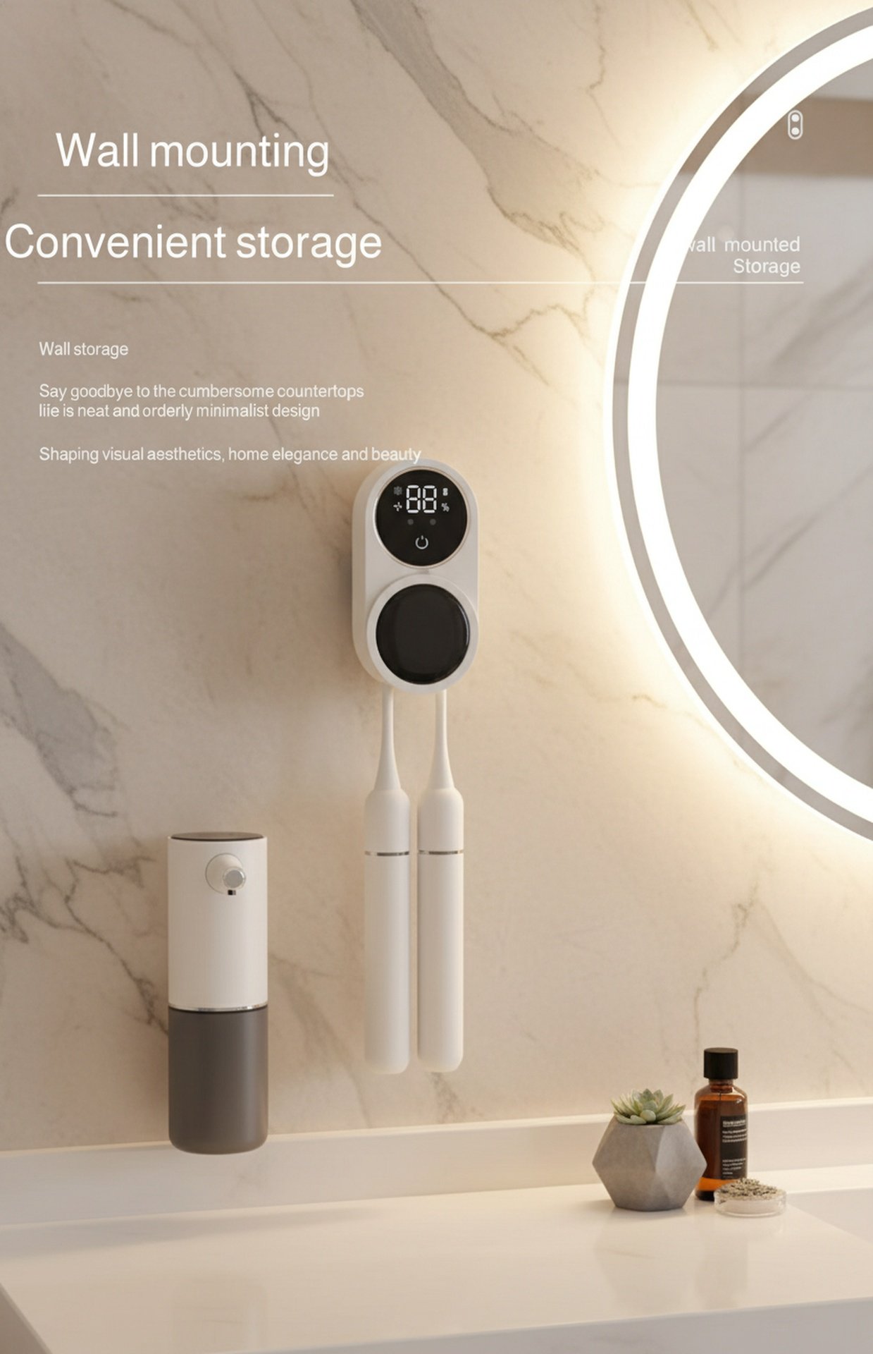 Smart toothbrush holder with real-time digital display