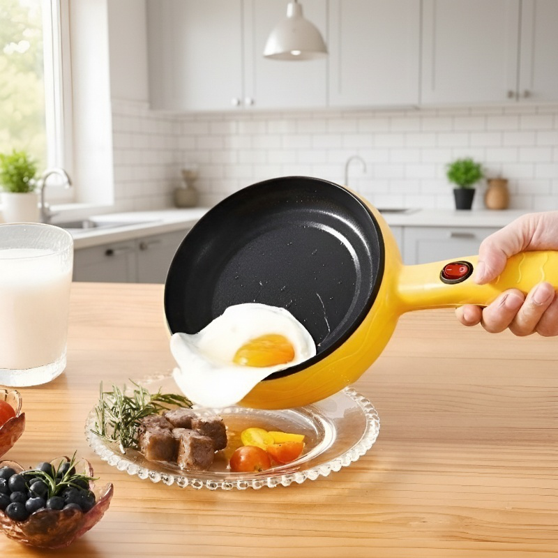 Mini olla eléctrica para el hogar, antiadherente para hervir y freír huevos