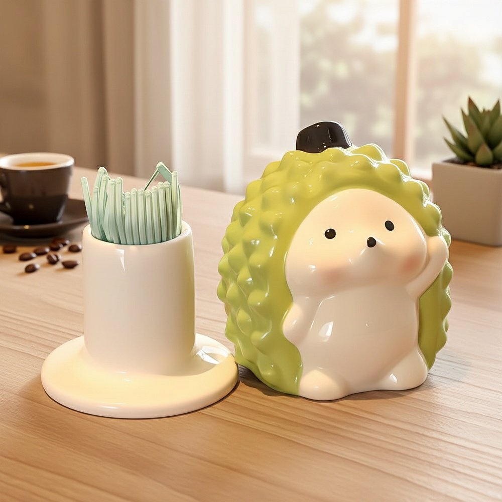 High-end ceramic toothpick holder in hedgehog design