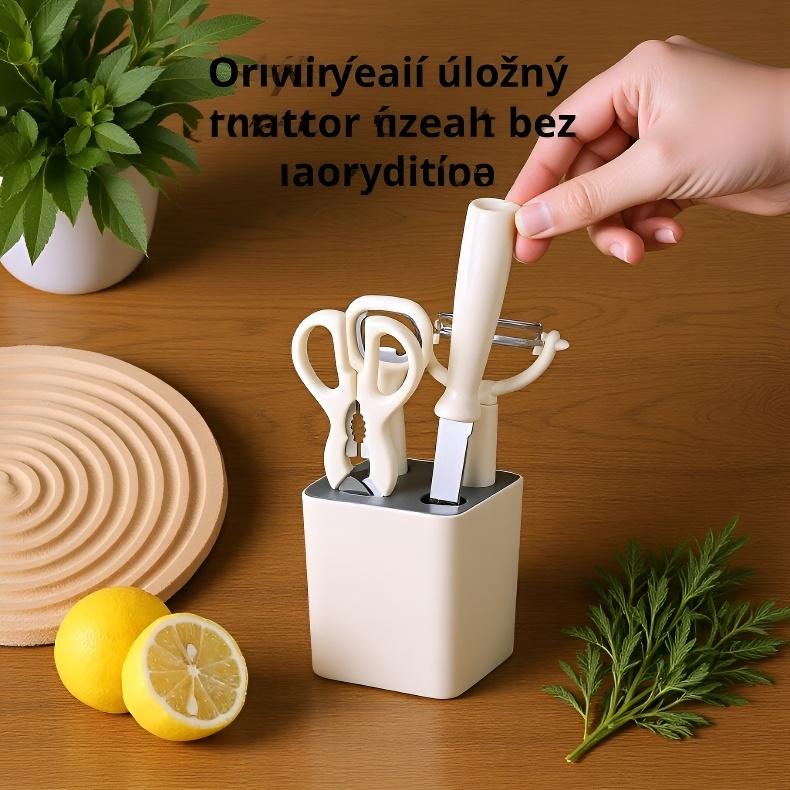 Sada pěti kuchyňských nástrojů na ovoce s úložným stojanem