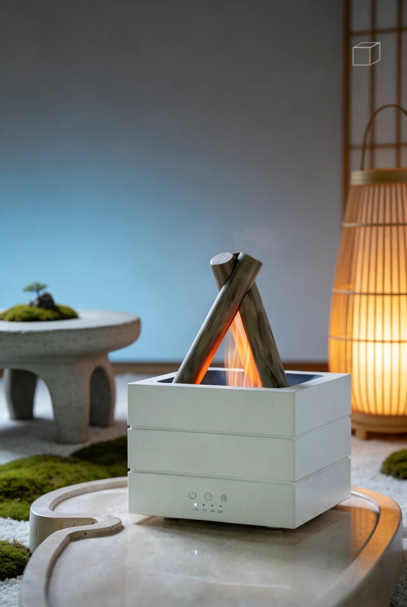 Difusor de aromas LED multicolor en habitación de hotel