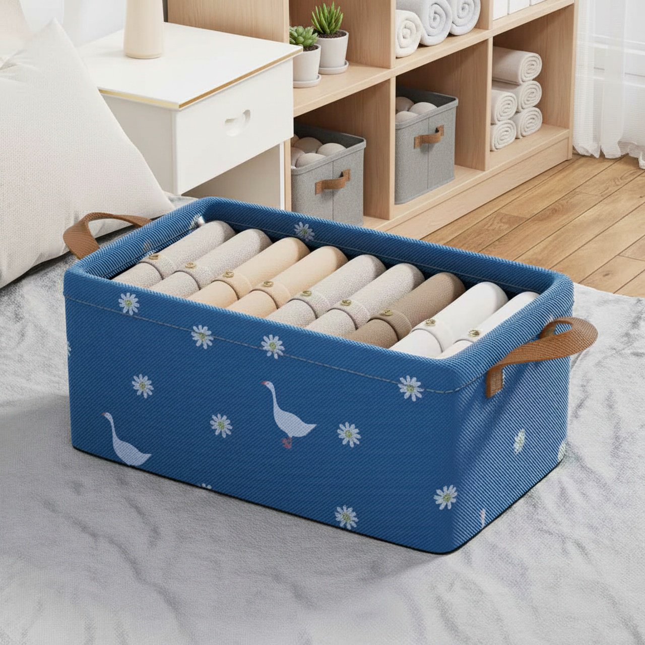 Home Foldable Wardrobe Clothes Storage Basket Organizer