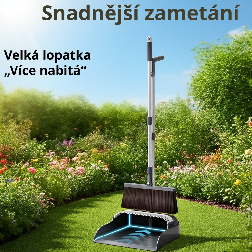 Sada koštěte a lopatky, kombinace na zametání s měkkými štětinami