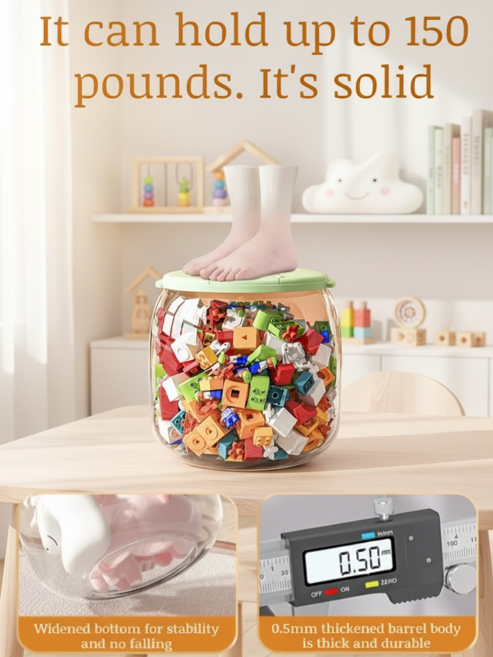 Transparent toy storage tube Organize storage doll storage bucket Can sit plush doll storage tube