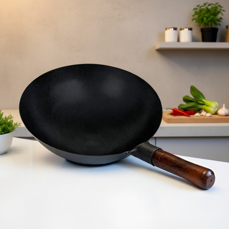 Altmodischer Wok-Topf aus Schmiedeeisen