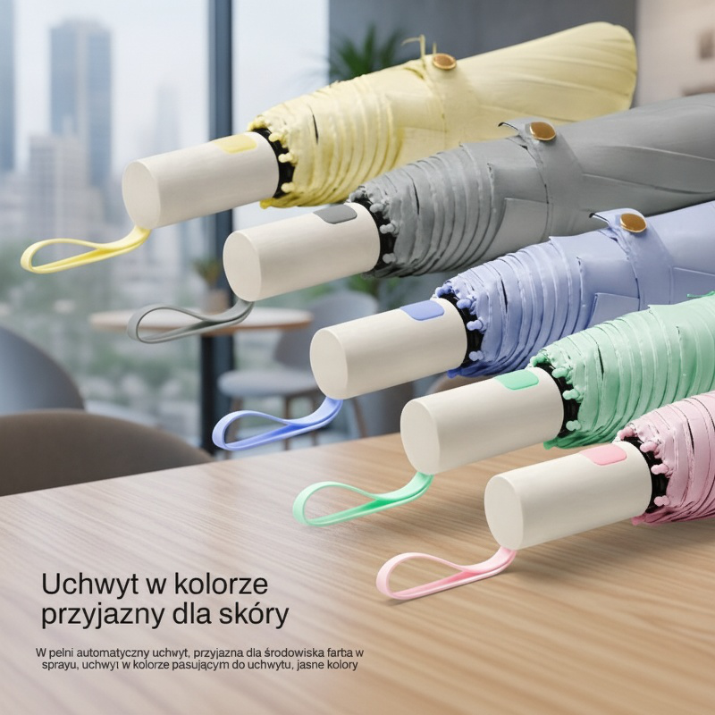 Automatyczny trzyczęściowy składany parasol z czarną powłoką przeciwsłoneczną
