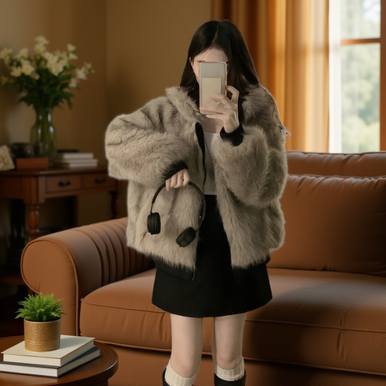 여성 아메리칸 스트리트 패딩 쇼트 양면 도톰한 코트 퍼 후드 패딩 겨울 기모 코트