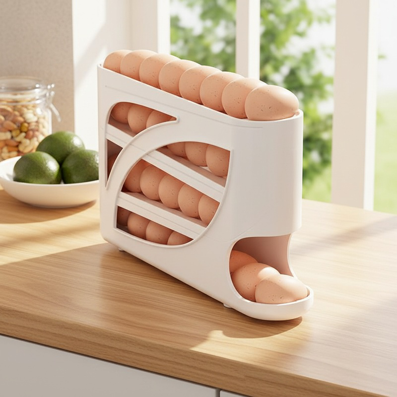 Rollendes Eierfach mit automatischem Rutschdesign im Kühlschrank