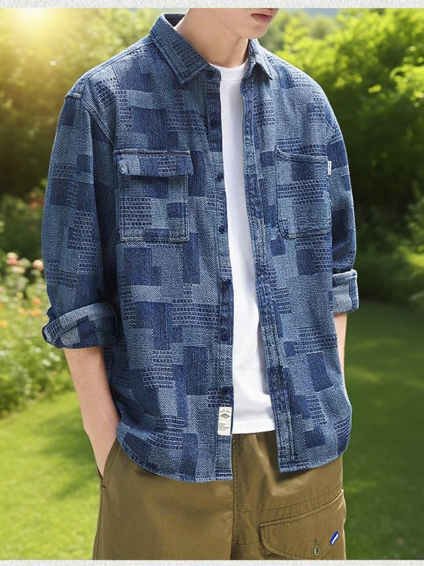 일본식 멋진 워크웨어 다포켓 데님 자켓 남성