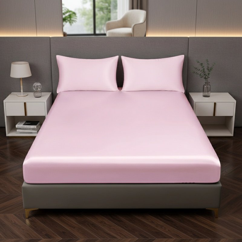 Modern Minimalist Silk Bedspread Bed Skirt, Cool Durable Easy-Clean Bedding