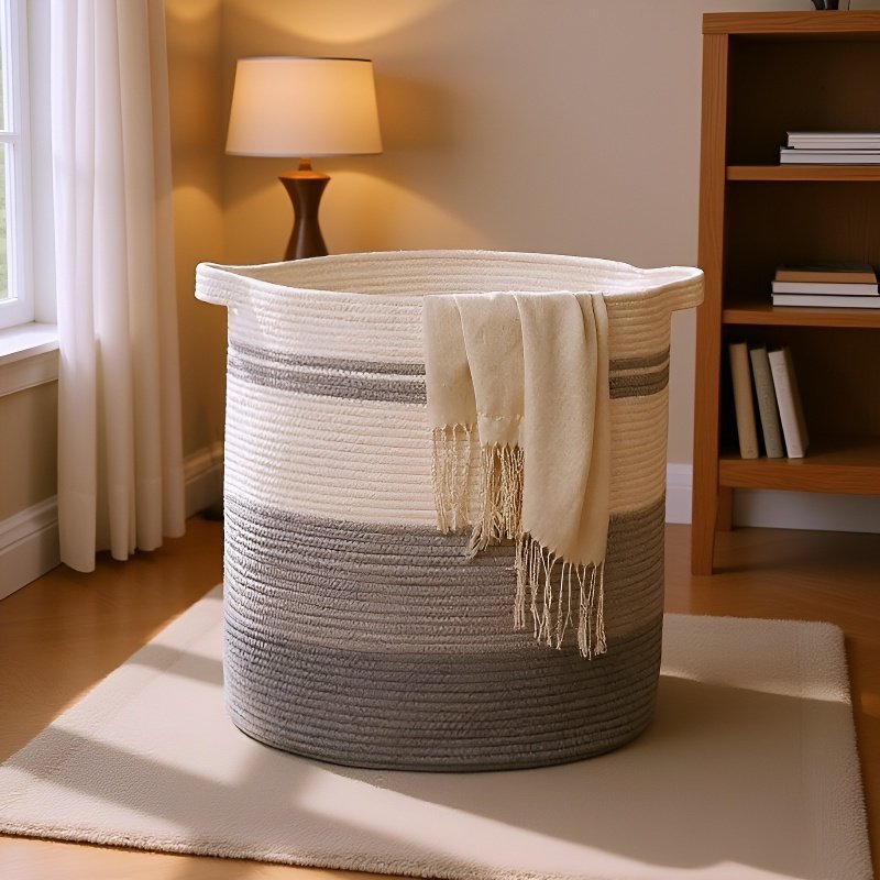 تصميم عصري لسلة تخزين من الحبل القطني
