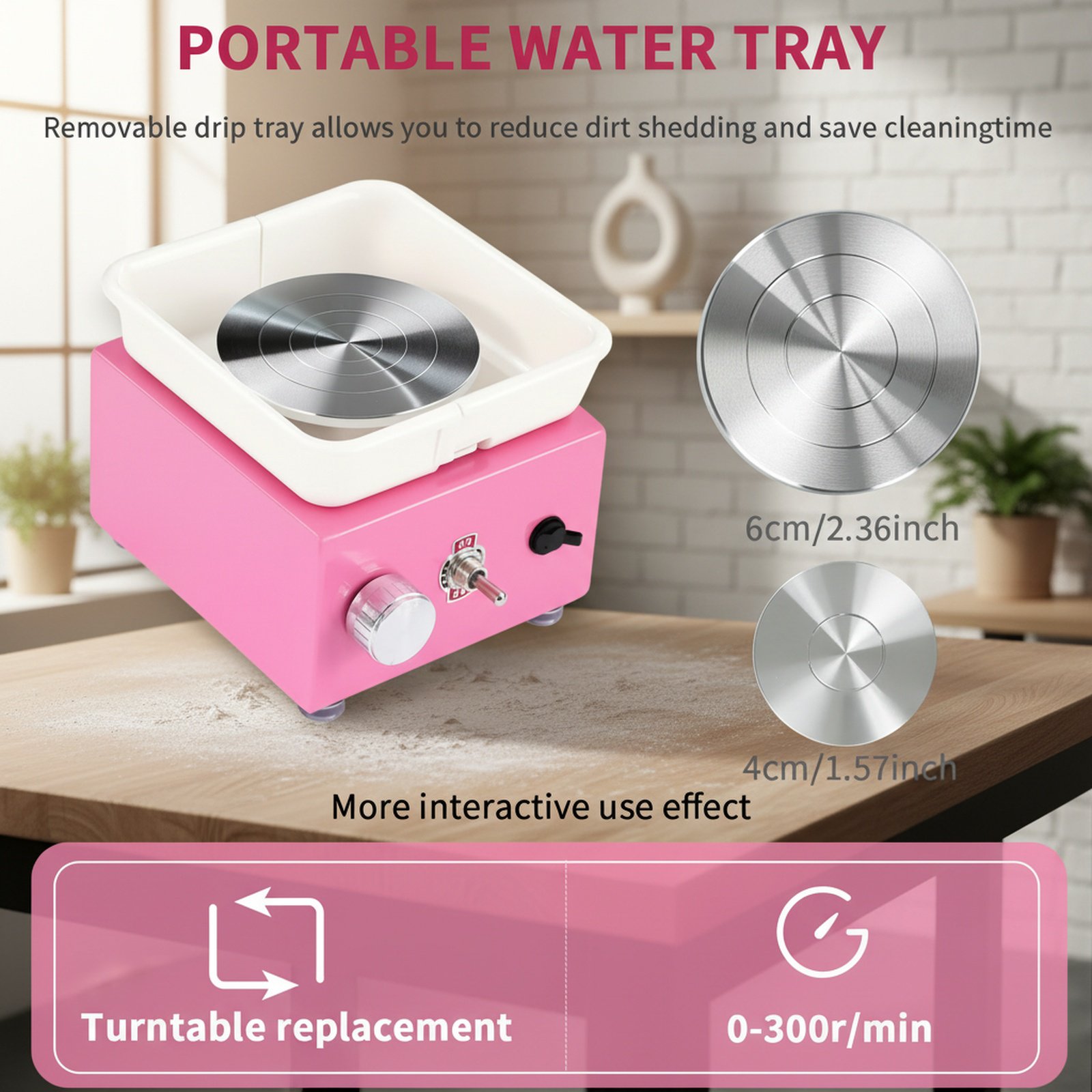 Compact ceramic wheel for home pottery projects