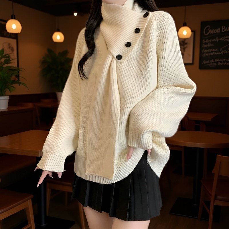 秋冬向けゆったりハイエンドセーターの着用例