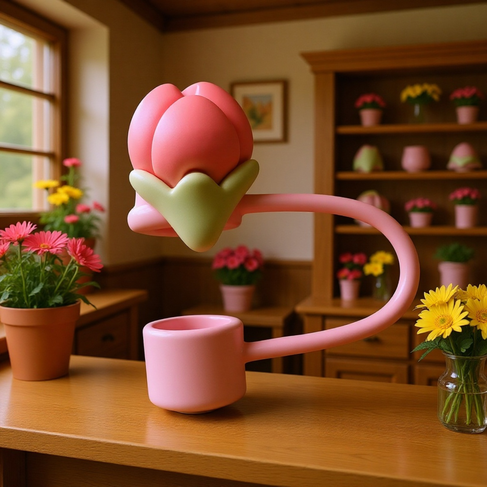 桜柄シリコンストローケース