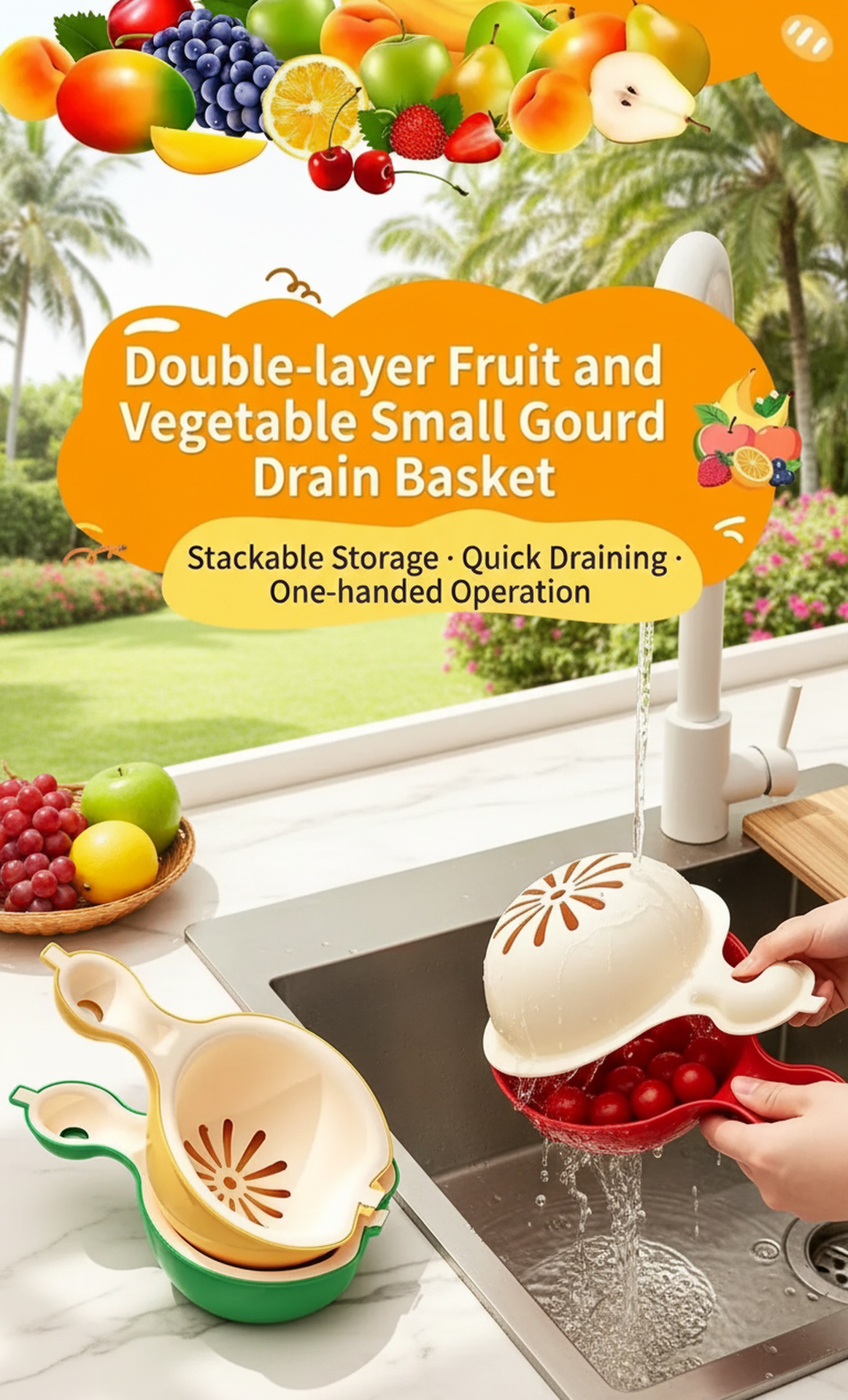 Double-layer Multifunctional Drain Basket for Kitchen Use