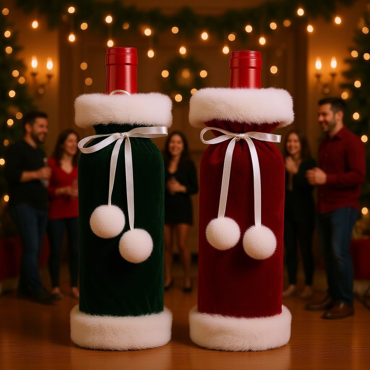 موضوع عيد الميلاد زجاجة النبيذ حقيبة