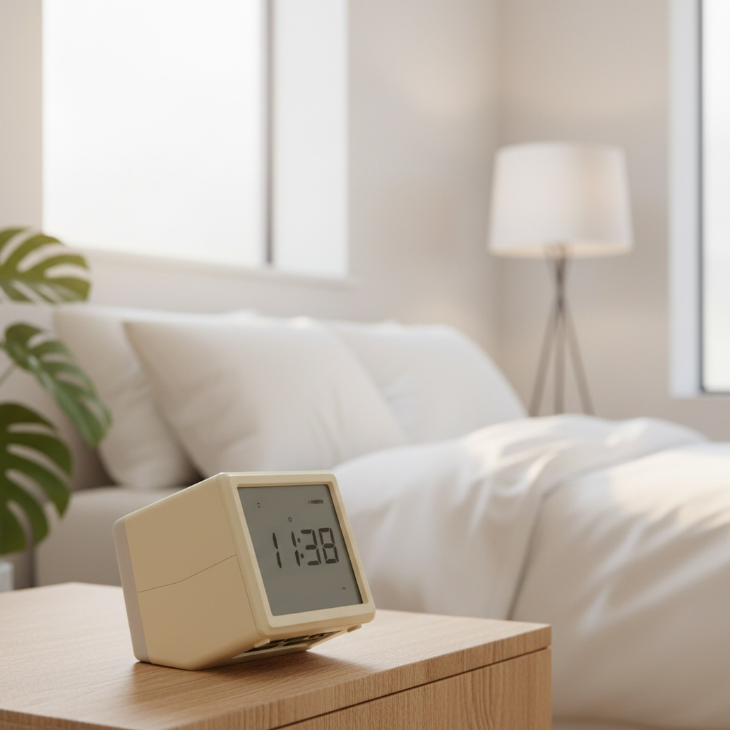 Multifunction seesaw alarm clock night light with temperature and humidity display, dual alarms