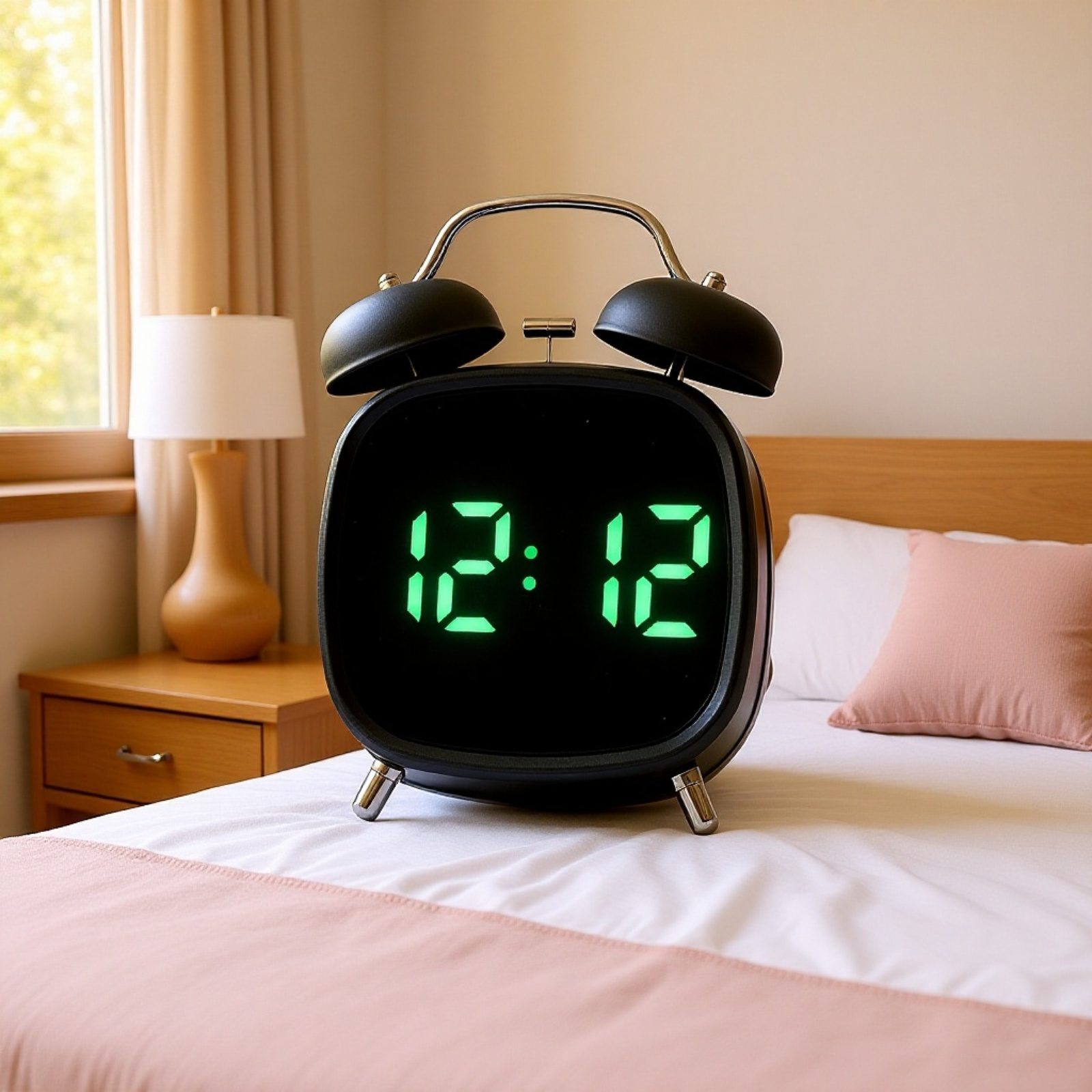 LED多機能目覚まし時計、寝坊防止機能付き