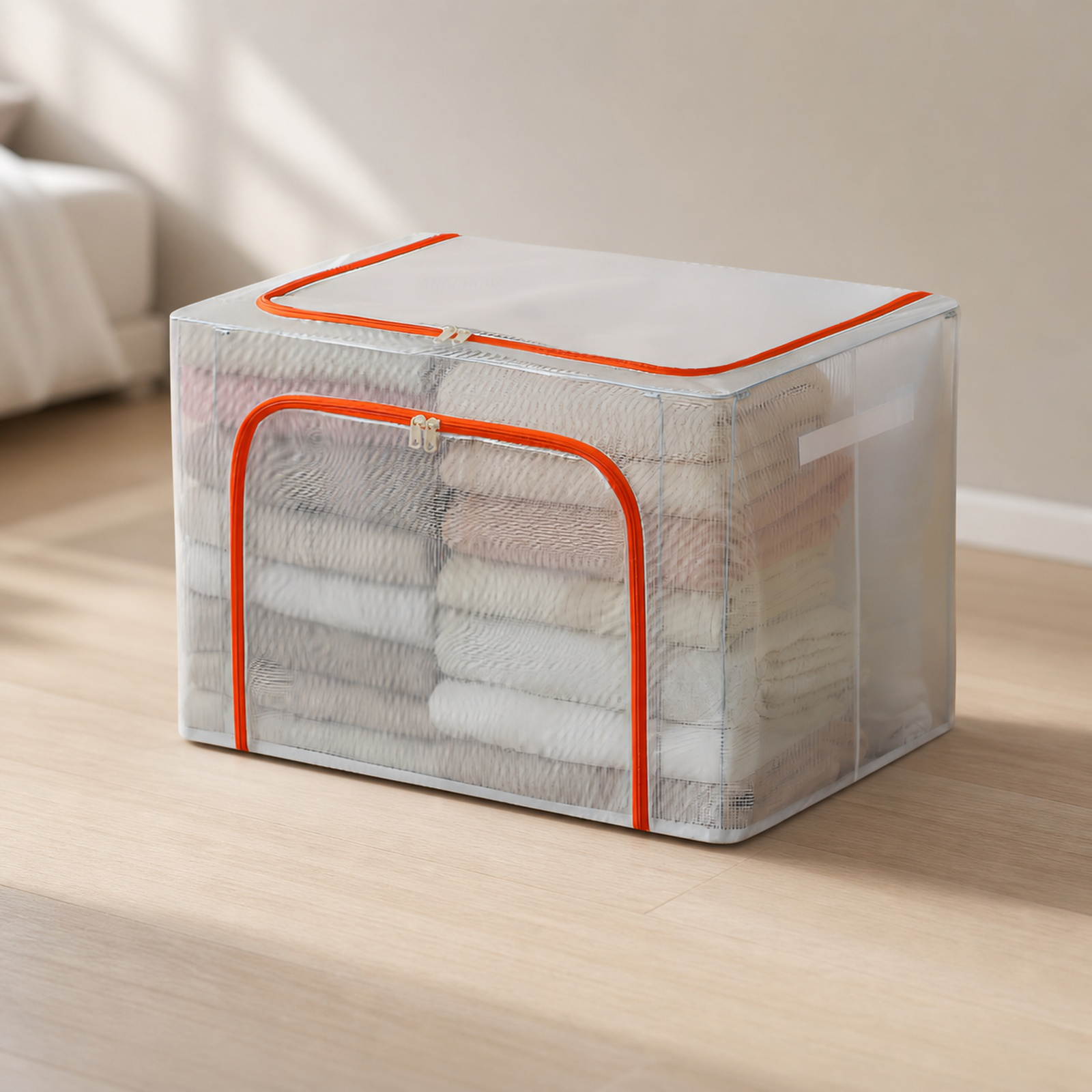 Extra Thick Transparent Storage Box for Clothes, Foldable Flip-Top, Large Capacity