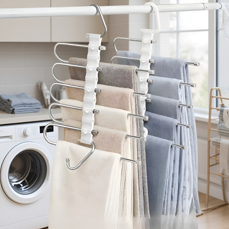 Estante multifuncional para pantalones de acero inoxidable extensible