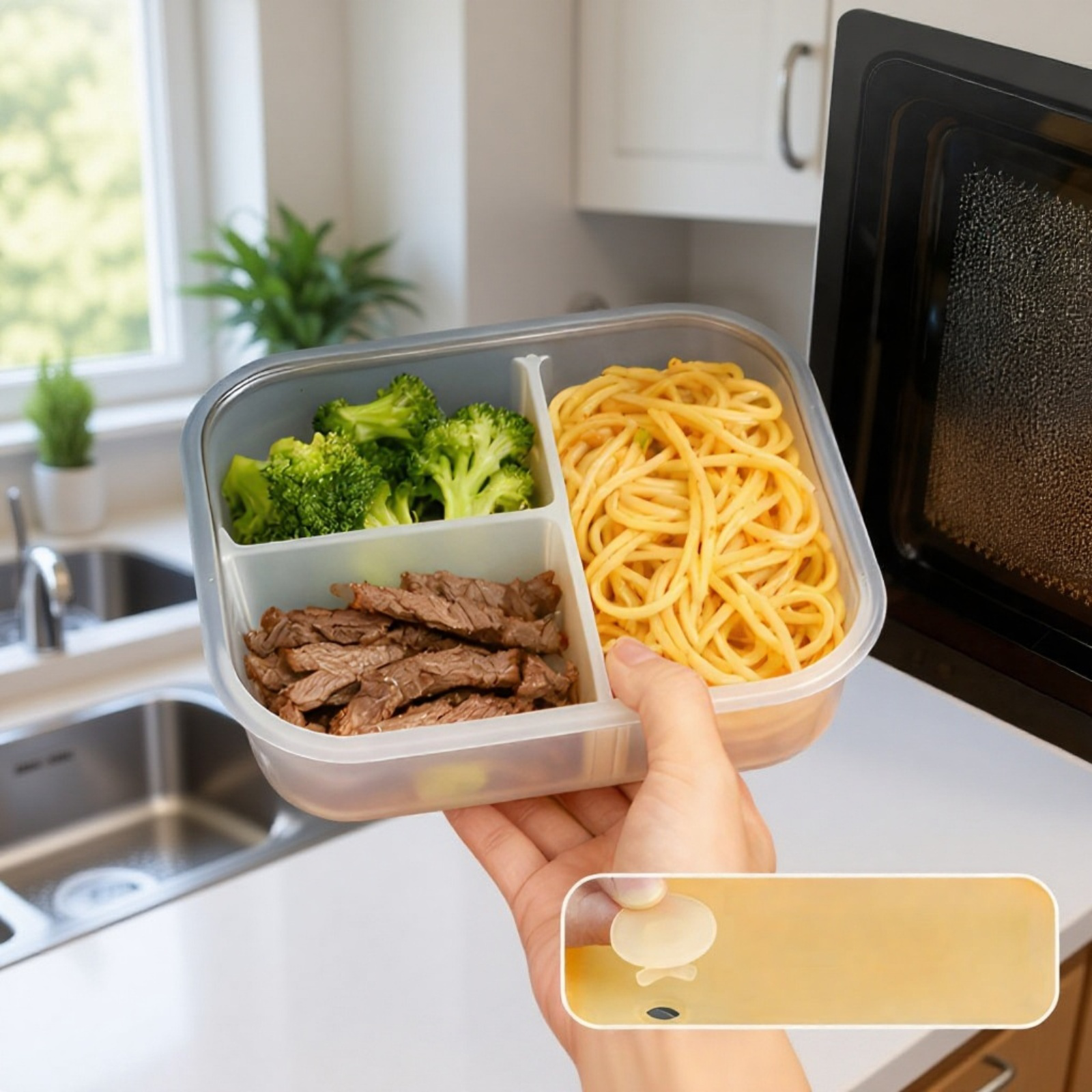 Wiederverwendbare Bento-Box aus Silikon für Meal Prep