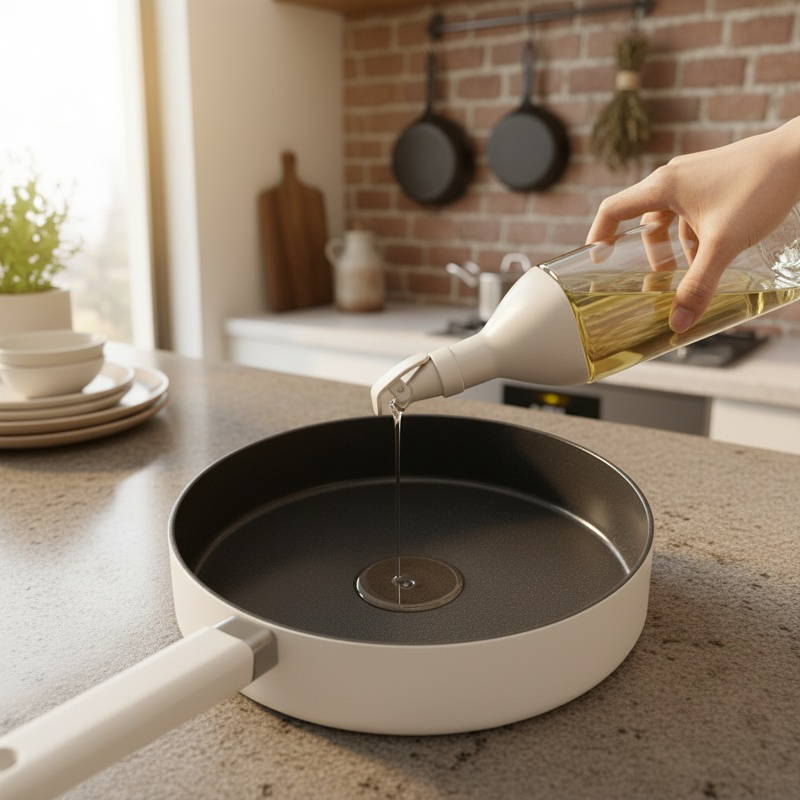 Durable NonStick Household Pan with Fluoride Coating and Stable Grip