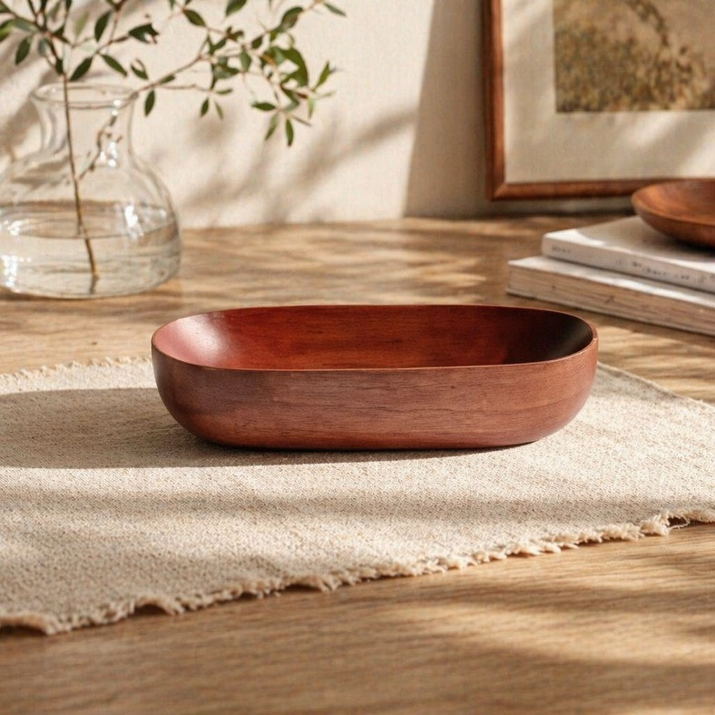 Bootsförmige Obstplatte aus Massivholz, Snacktablett für Zuhause