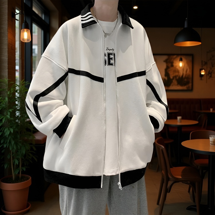 남자 춘추 루즈핏 맨투맨 야구 점퍼 상의 캐주얼 루즈핏 맨투맨