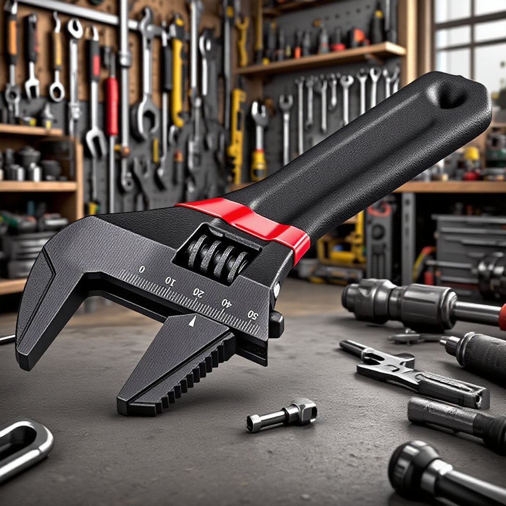 Large opening adjustable wrench
