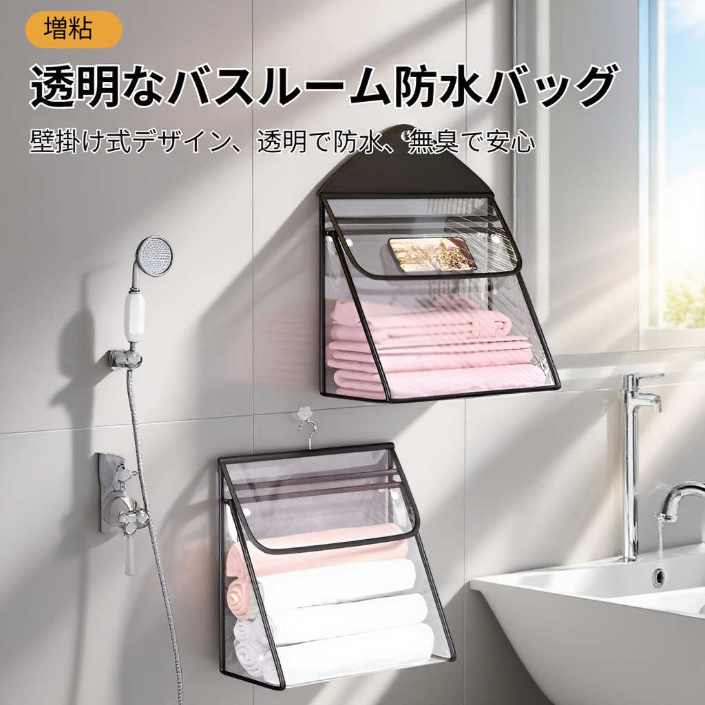 シャワー用多機能ドア背面収納バッグ