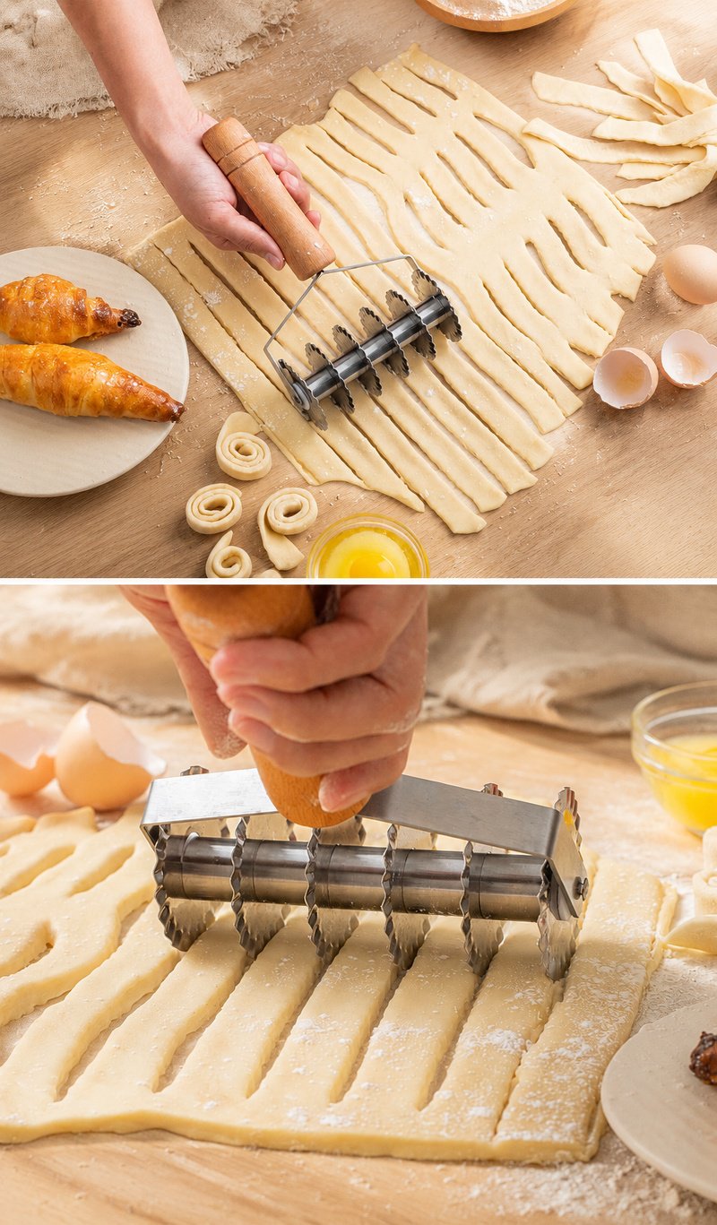Durable bread slicing knife with natural wood handle