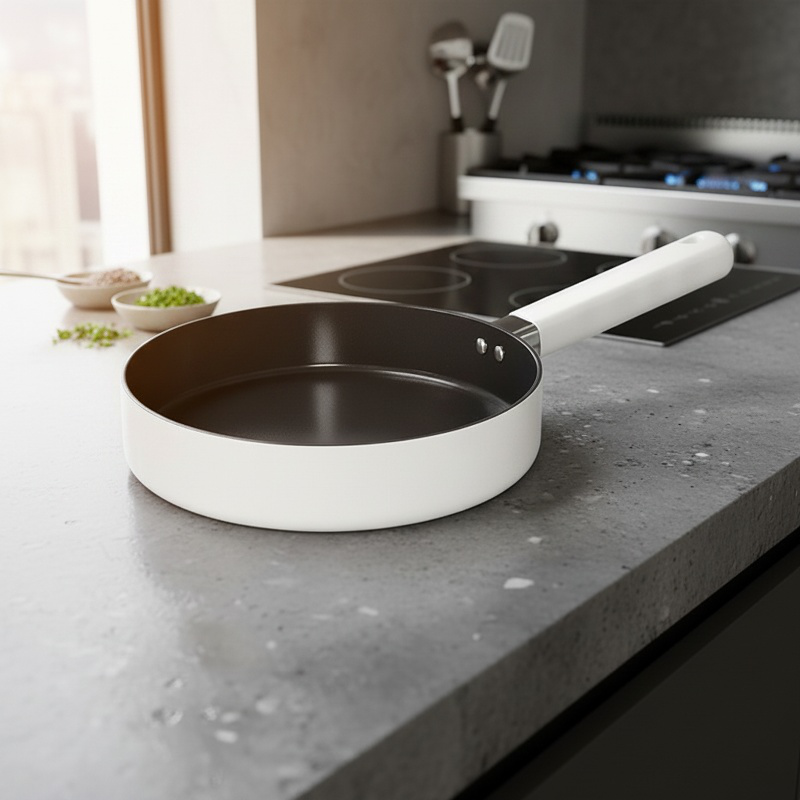 Durable NonStick Household Pan with Fluoride Coating and Stable Grip