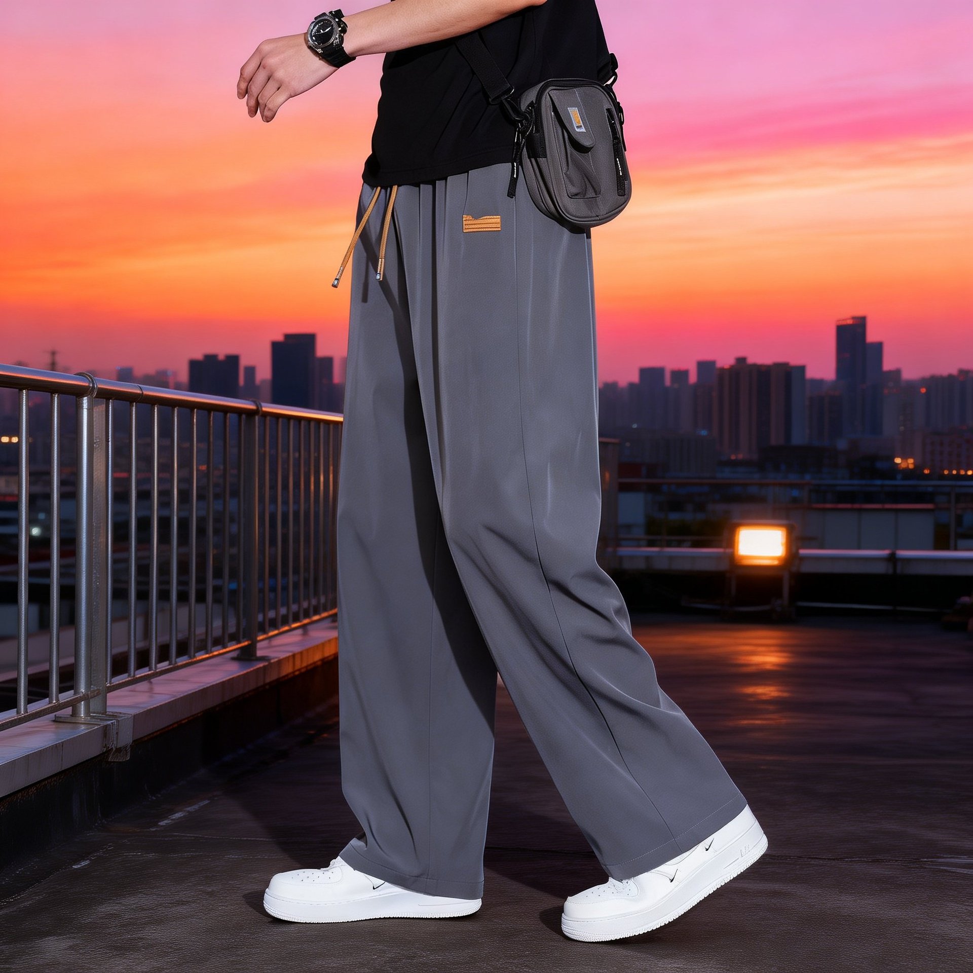 メンズ アイスシルク ストレートレッグパンツ 夏