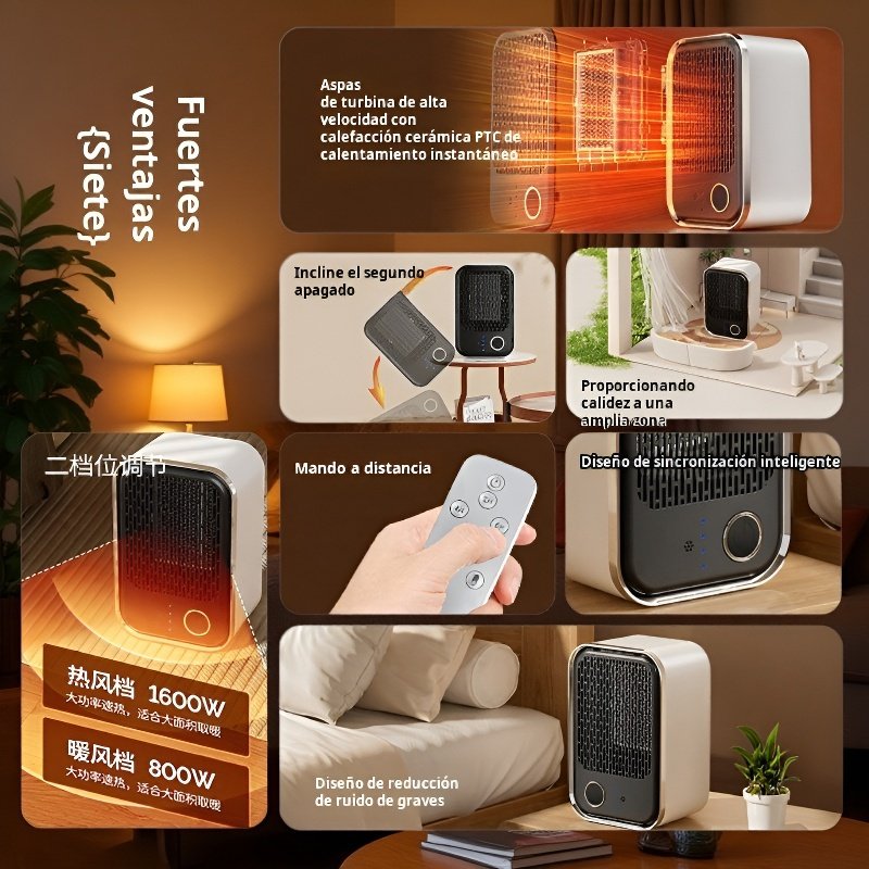 Calefactor PTC portátil con control remoto, calentamiento rápido para el hogar en invierno