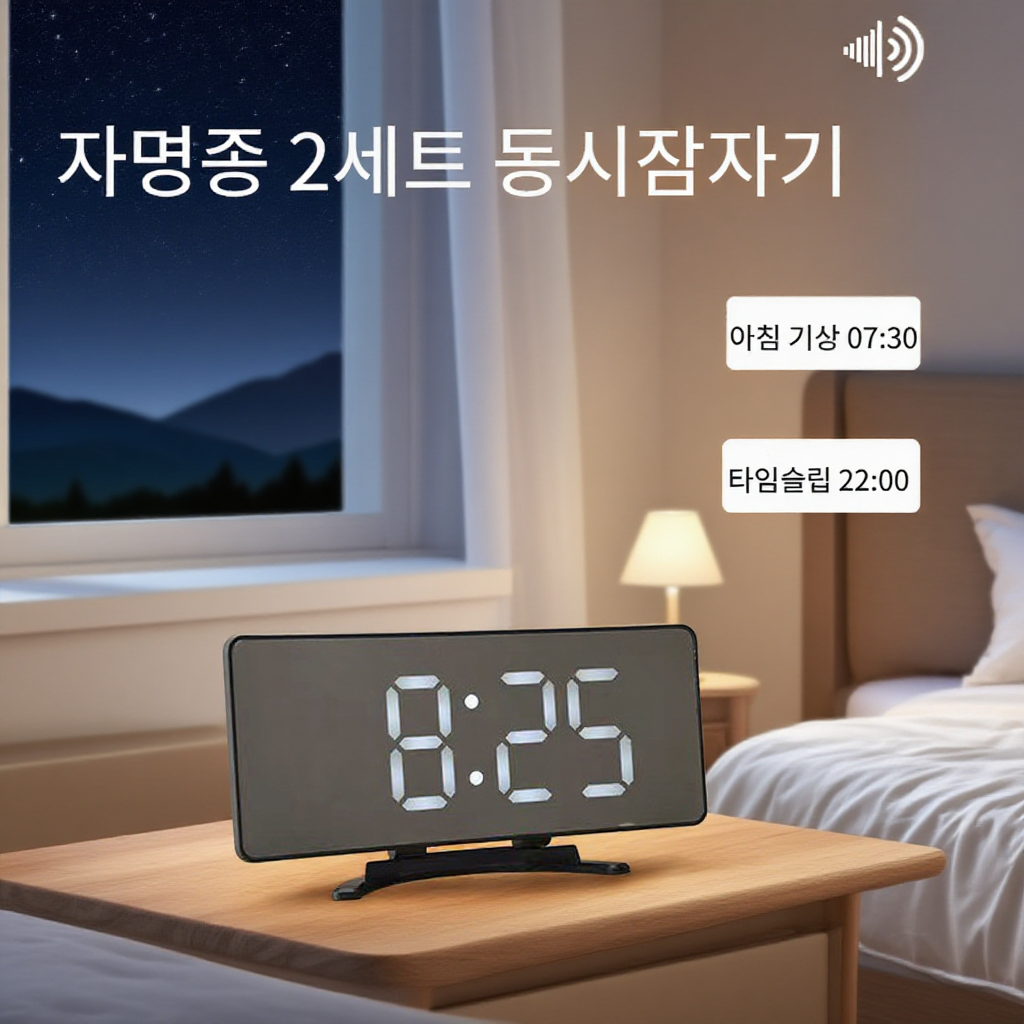 원호곡면 미러 사운드 컨트롤 알람 시계